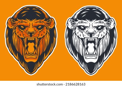 lion head mascot vector illustration cartoon style