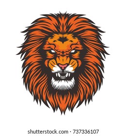LION HEAD MASCOT VECTOR LOGO ILLUSTRATION