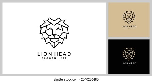 lion head mono line logo vector