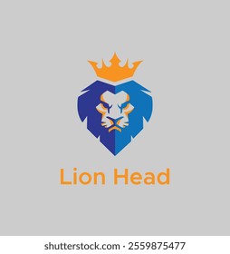 Lion head monogram logo, elegant creative company brand, luxury identity symbol,vector template
