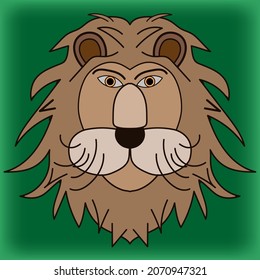 lion head on green background