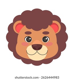 Lion head on isolated background. Vector illustration in a flat style