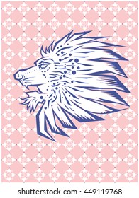 Lion head on seamless pattern background
