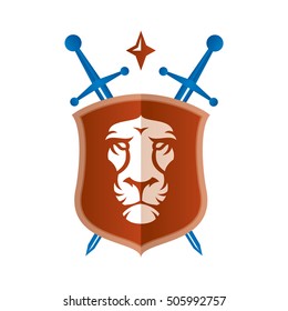 Lion head on the shield