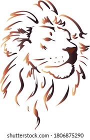 Lion head on white background in vector with gradient