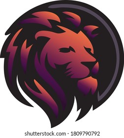Lion head on white background in vector with gradient