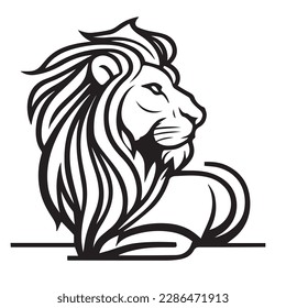 Lion head on a white background. Vector silhouette svg illustration. svg