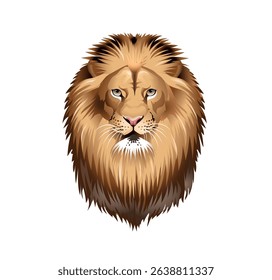 Lion head on white background. Vector realistic illustration