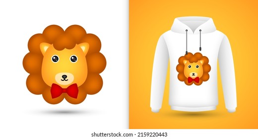 Lion head on white sweatshirt hoodie