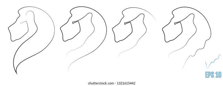 Lion head. One line style, minimalism and sketch. Logo, emblem, poster or tattoo. Vector illustration