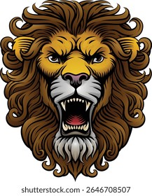 Lion head, an original illustration in a retro woodcut etching vintage style