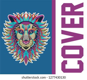 Lion head in the ornament - Vector 