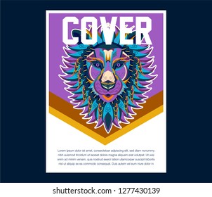 Lion head in the ornament - Vector 