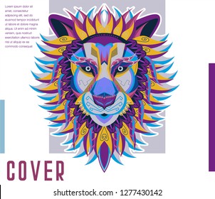Lion head in the ornament - Vector 