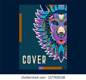Lion head in the ornament - Vector 