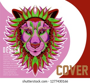 Lion head in the ornament - Vector 
