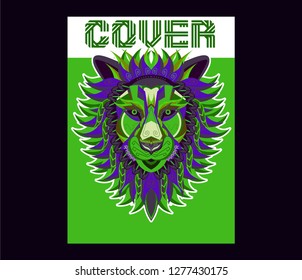 Lion head in the ornament - Vector 