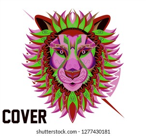 Lion head in the ornament - Vector 