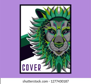 Lion head in the ornament - Vector 