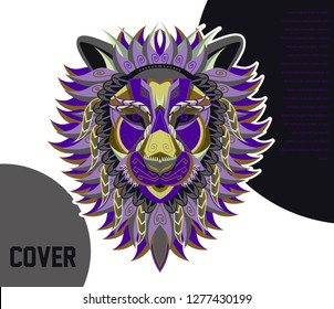 Lion head in the ornament - Vector 