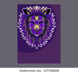 Lion head in the ornament - Vector 