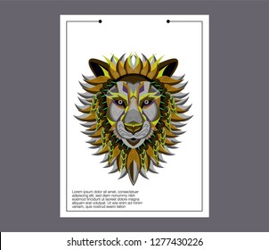 Lion head in the ornament - Vector 