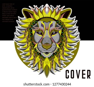 Lion head in the ornament - Vector 