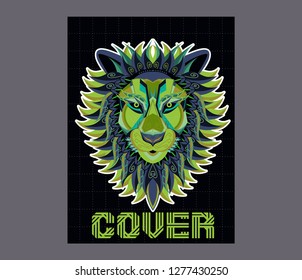 Lion head in the ornament - Vector 
