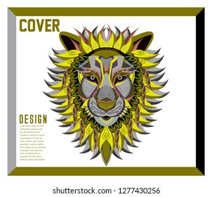 Lion head in the ornament - Vector 