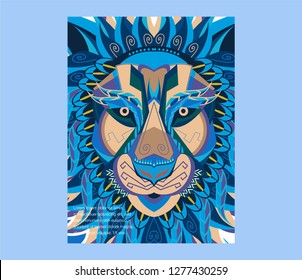 Lion head in the ornament - Vector 