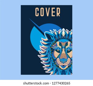Lion head in the ornament - Vector 