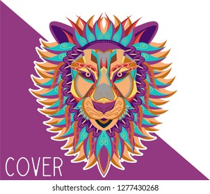 Lion head in the ornament - Vector 