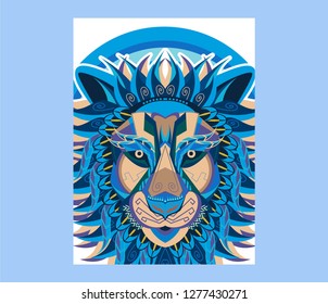 Lion head in the ornament - Vector 