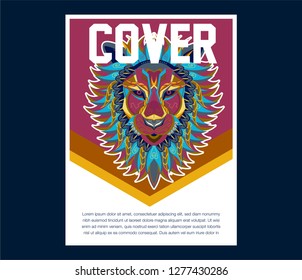 Lion head in the ornament - Vector 