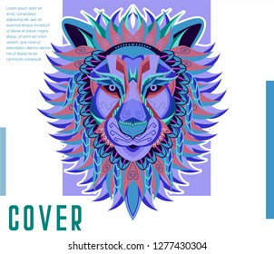 Lion head in the ornament - Vector 