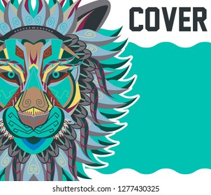 Lion head in the ornament - Vector 