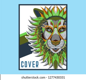 Lion head in the ornament - Vector 