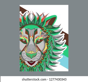 Lion head in the ornament - Vector 