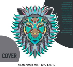 Lion head in the ornament - Vector 