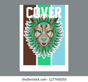 Lion head in the ornament - Vector 