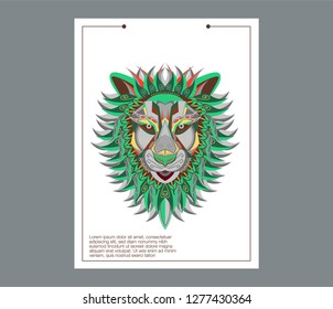 Lion head in the ornament - Vector 