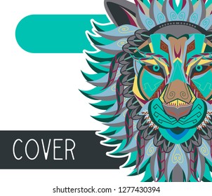 Lion head in the ornament - Vector 