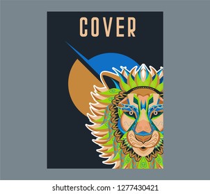 Lion head in the ornament - Vector 
