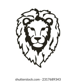 Vector de ilustración del contorno de la cabeza de león. Icono del logotipo de la cabeza de león. Mascota de cabeza de león. Símbolo de león. Ilustración del vector