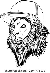 Lion head outline illustration vector