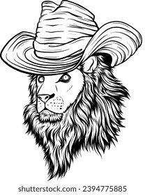 Lion head outline illustration vector