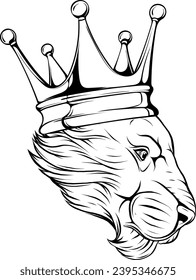 Lion head outline illustration vector