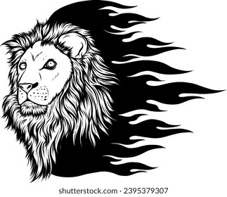 Lion head outline illustration vector