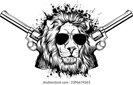Lion head outline illustration vector