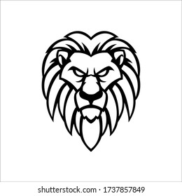 Lion head outline tattoo handrawn vector logo design